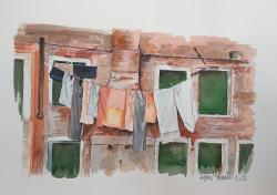 Bucato veneziano - acquerello - cm. 40x28 h.