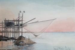 Pesca con la bilancia - acquerello - cm. 20x30 h.