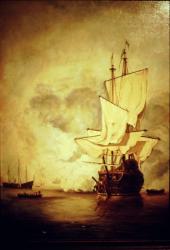 Il colpo di cannone di Willem van de Velde il Giovane -riproduzione olio su tela