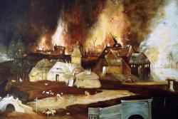 Particolare delle tentazioni di S.Antonio di H Bosch - riproduzione olio su tavola - cm-82x52